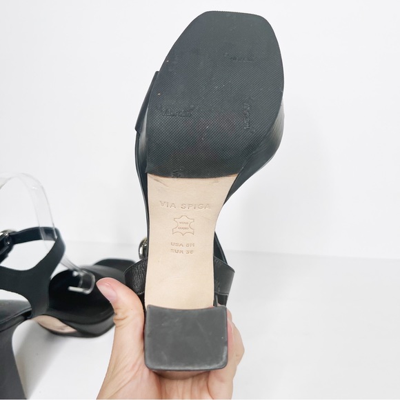 New Via Spiga Saville Platform Leather Sandals Heels Size 8 - Picture 7 of 8